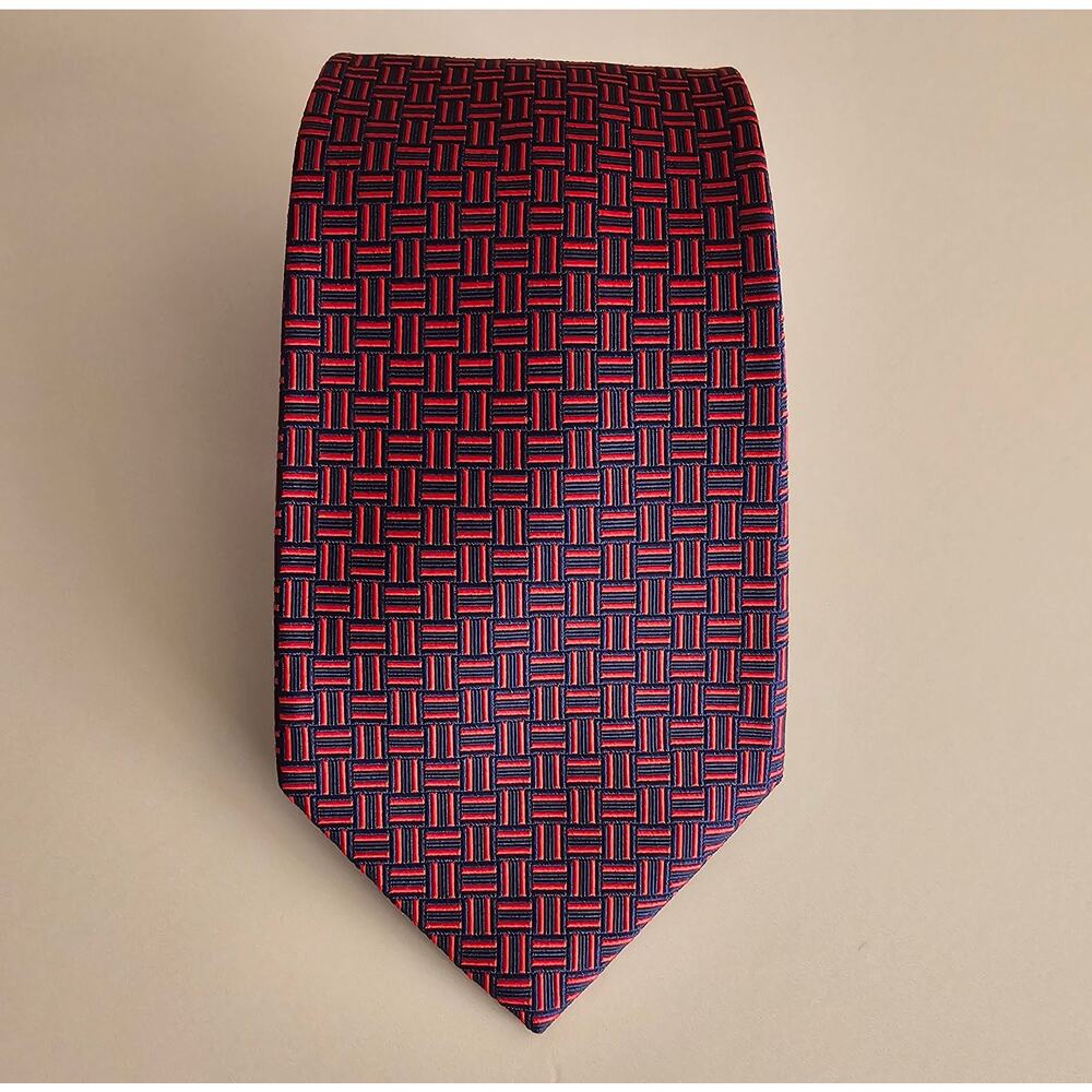 EUC Brooks Brothers MAKERS USA Men's 100% Silk Woven Necktie Tie 3.75"